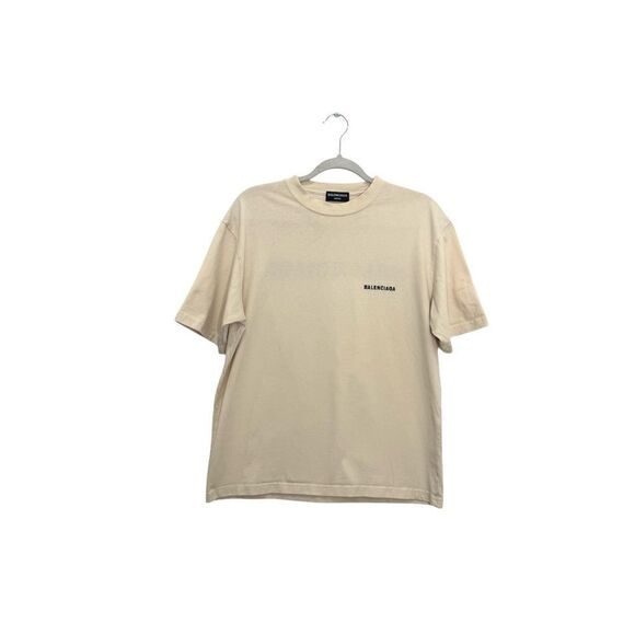 NEW BALENCIAGA UNISEX BACK T-SHIRT MEDIUM FIT IN BEIGE - Picture 7 of 12